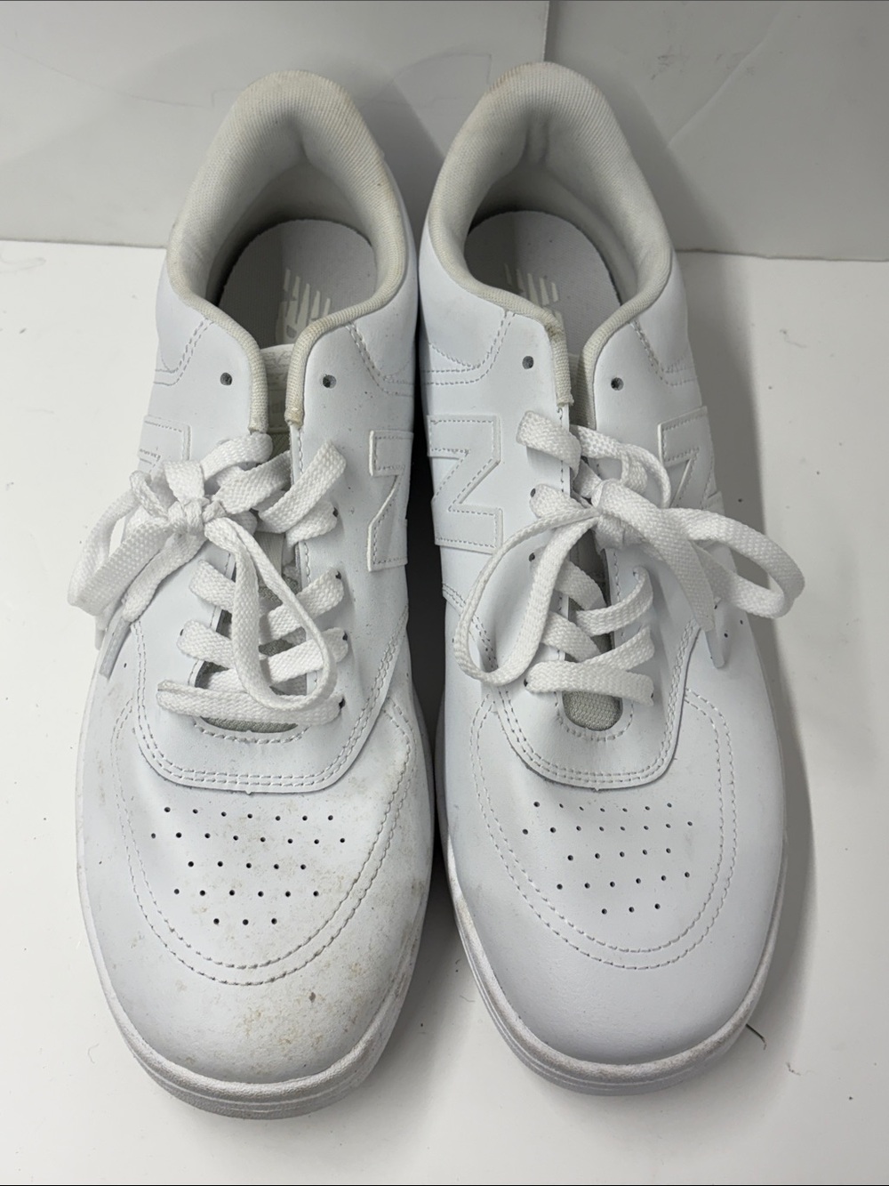 Used New Balance Mens BB80 White Leather Sneakers Size 13